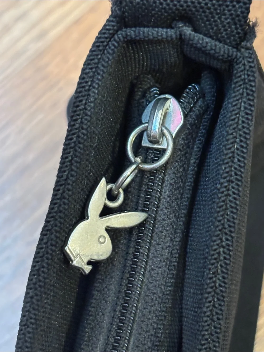 Vintage Y2K Playboy Black Hand Bag with Crystal Bunny Accent. - Picture 5 of 17